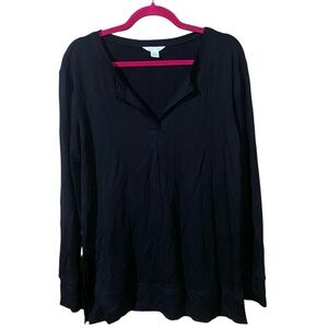 Caslon Women’s Basic Relaxed V-neckline Black Long Sleeve Small NWT
